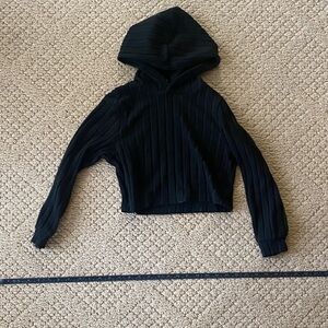 SHEIN Black Ribbed Kids Hoodie